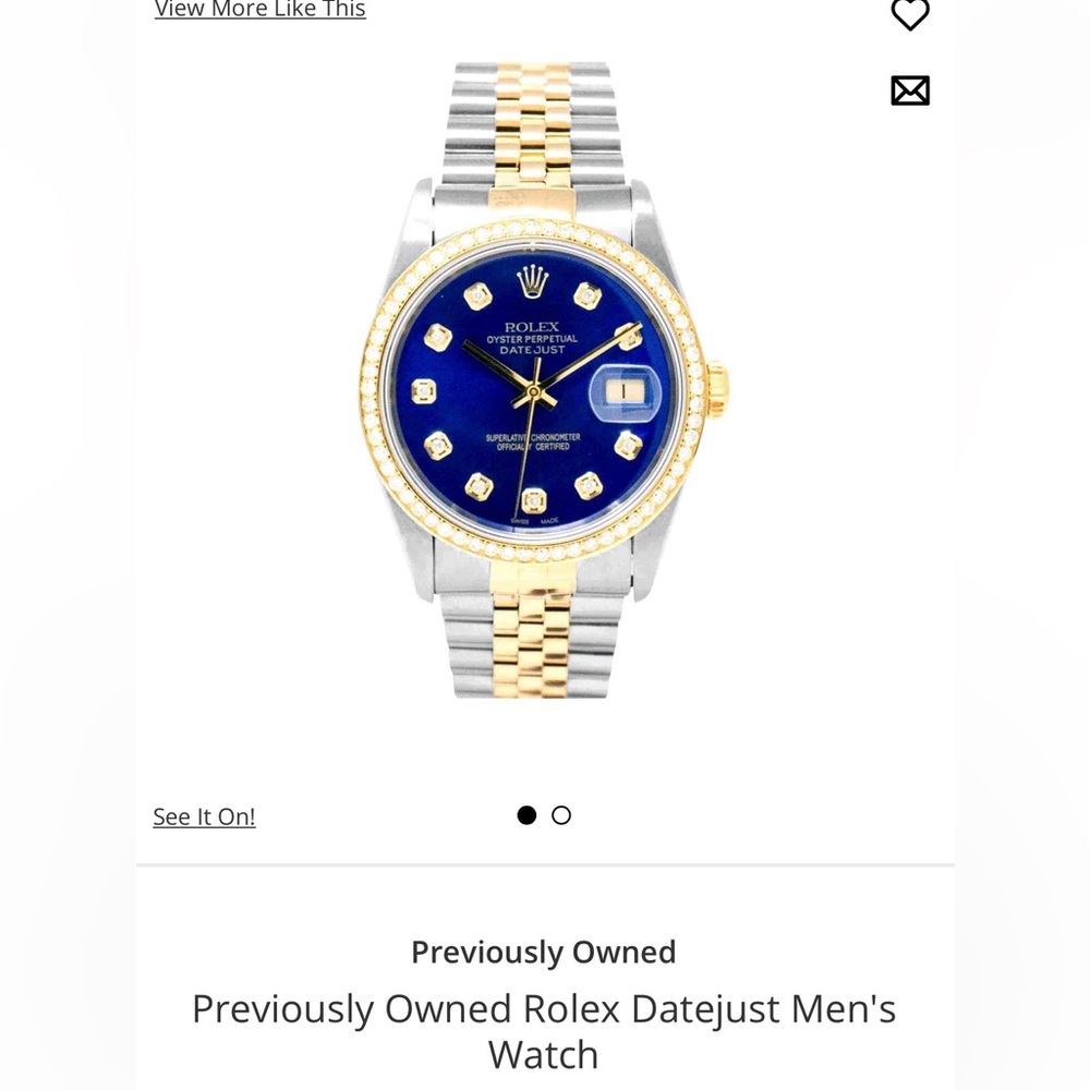 Previously Owned Custom Rolex Datejust Men's
Watch 36mm